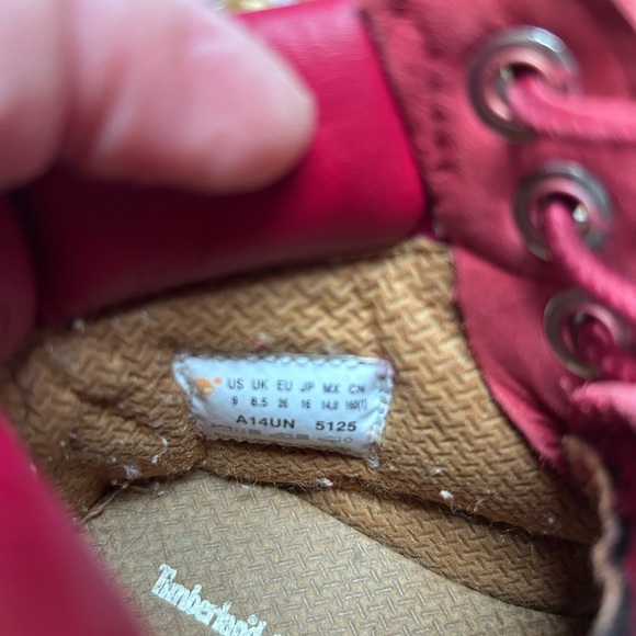 Red Timberland Nubuck Lace Up Lug Sole Waterproof Kids Unisex Boots Siz… - Picture 7 of 10